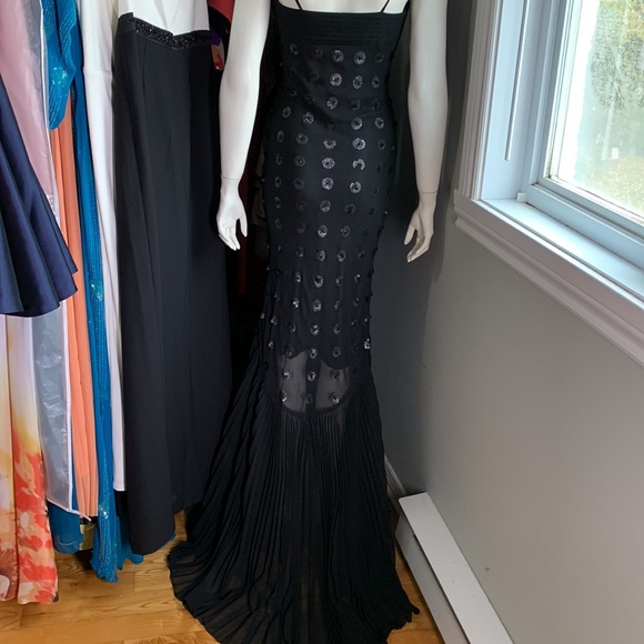LA FEMME Beautiful Black Mermaid Dress Bead Sequins Prom Formal Small Sz 4 New - Picture 12 of 13